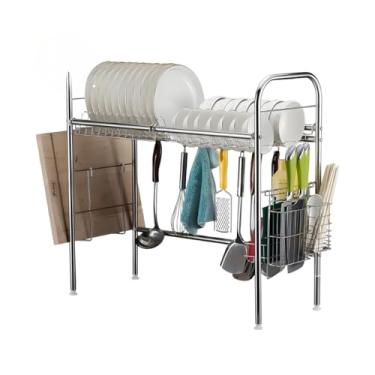 Imagem de Escorredor De Louça Suspenso Bancada Autossustentável 58cm/63cm Cozinha Suspensa Aço Inoxidável E Escorredor De Pratos(KIT 2 UNIDADES CINZA,58CM)