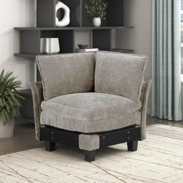 Imagem de Lexicon Sofá secional modular, módulo para sofá secional, assento de canto, capa de almofada removível, estofamento macio, moldura durável, conforto personalizável, estanho escuro de chenille