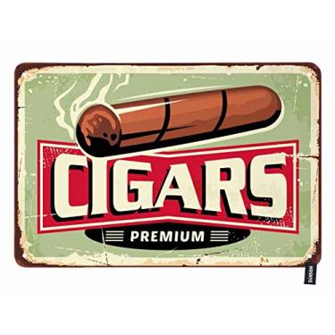 Imagem de HOSNYE Placa de lata para charuto cubano em modelo antigo, placas de metal vintage para homens e mulheres, decoração de arte de parede para casa, bares, clubes, cafés, 20 x 30 cm