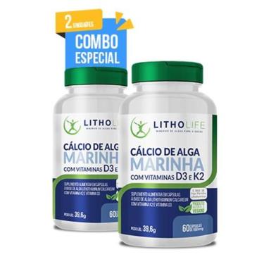 Imagem de COMBO 2 Unidades - Suplemento Cálcio de Alga Marinha Com Vitaminas D3 