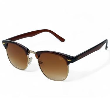 Imagem de Óculos De Sol Clubmaster Marrom Solon Vintage Retrô Lente Polarizada Degradê e Ponte Metalica Classic - Feminino E Masculino - Sofisticado Proteção Uv+ Case Rigida, Flanela, Limpa Lentes, Certificado