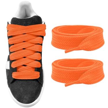 Imagem de UamGlsob Cadarços grossos de 15 mm de largura para tênis, cadarços de substituição para calçados esportivos gordos para sapatos Campus 00s (laranja, 63"/160 cm)