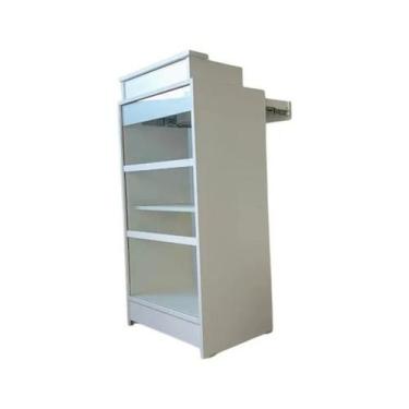 Imagem de Balcão Caixa Vitrine Lojas E Comércios 100% Mdf Branco Desmontado - Su