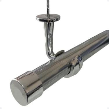 Imagem de Suporte Teto Pvc Varão Simples 28mm Ponteira Inclusa Ilhós argola cort