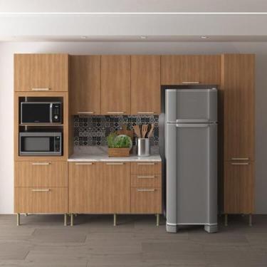 Imagem de Cozinha Freijó 320cm 6 Peças, 9 Portas e 5 Gavetas - Tecno Mobili