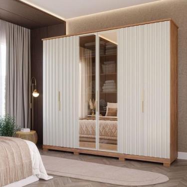 Imagem de Guarda-Roupa Casal 6 Portas com Pés e Vidro Reflecta 242,5cm 100% MDF 