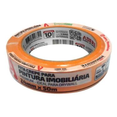Imagem de Fita Crepe Imobiliária 24mm x 50 Metros Laranja para Pintura em DryWal