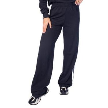 Imagem de Calça Feminina Feliny Wide Leg Listras Laterais Preta-Feminino