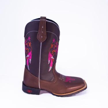 Imagem de Bota Texana Country Bordada Filtro dos Sonhos Rosa Bico Quadrado - Sel