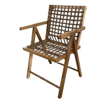 Imagem de Cadeira em Madeira com Corda Náutica e Apoio de Braços