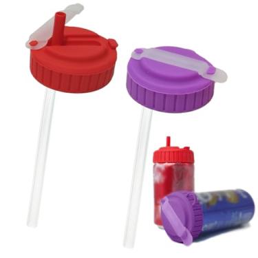 Imagem de Tampas de lata de refrigerante de silicone com palha, tampas reutilizáveis para refrigerante, serve para latas padrão para bebidas enlatadas, cerveja, suco