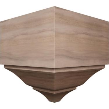 Imagem de 9 cm P x 18 cm A x 18 cm A x 18 cm (L) Bloco de moldagem de coroa externa universal de grau de mancha de madeira maciça americana para perfis de até 10 cm A x 9 cm, nogueira