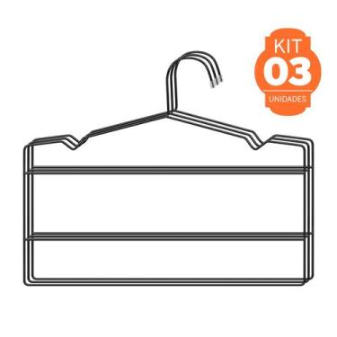 Imagem de Cabide Triplo Calceiro Preto Kit C/ 3 Pçs - Plogato Store - Magalu