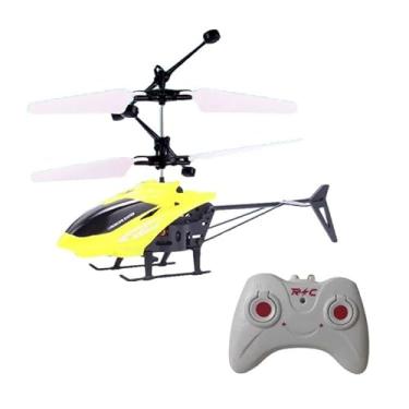 Imagem de Mini Helicóptero RC Recarregável com Controle Remoto para Crianças,Helicóptero Resistente a Quedas (Amarelo)