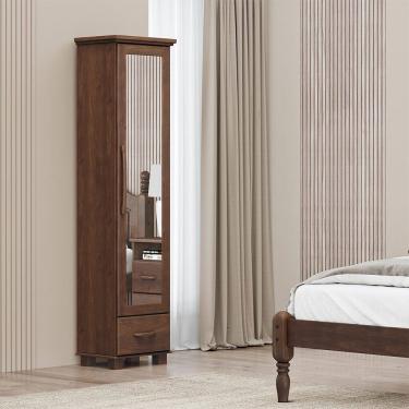 Imagem de Sapateira com Espelho Linha Ouro Madeira Maciça 2255WN Café Finestra