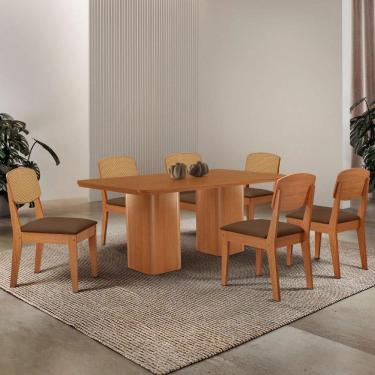 Imagem de Mesa De Jantar Eloise 180 cm Tampo Mdf 6Cadeiras Moderna