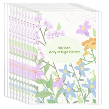 Imagem de PATIKIL Suporte de placa de acrílico, pacote com 9, suporte de papel para placa de parede, moldura transparente com fita adesiva dupla face para escritório, restaurante, memorando, guia de menu