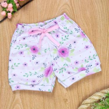 Imagem de Shorts Estampado Flor Aquarela Rosa Bebê - Encanto de Verão - Era Uma 