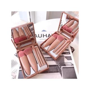 Imagem de kit de 10 pincéis para maquiagem com espelho embutido portatil para vi