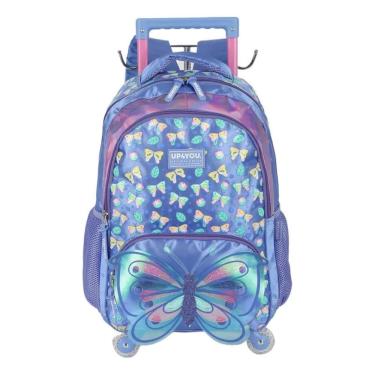 Imagem de Mochila Escolar 360°C/Rodinhas Alça Costal Borboleta Luxcel
