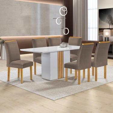 Imagem de Mesa de Jantar 6 Lugares Celeste Luisa com Vidro Off White/Cinamomo/Be