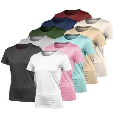 Imagem de Kit 10 Camisetas Femininas Algodão Blusinhas Básica Confortável T-shir