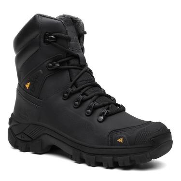 Imagem de Bota Masculina Preta de Couro Legitimo Adventure Coturno Masculino Militar Tatico Cano Alto Biqueira-Masculino