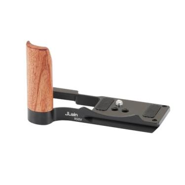 Imagem de FOTGA Alça lateral de madeira leve e fina em forma de L para câmera sem espelho Canon R50V, com suportes de 1/10.2 cm-20, placa de base de tripé Arca Swiss