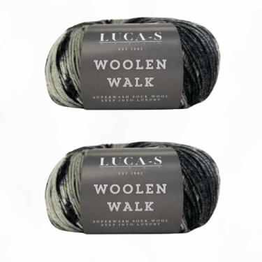 Imagem de Luca-S Yarns Conjunto de 2 meias de lã Superwash para tricô, fio de meia de 4 camadas de 75% lã pura - 25% poliamida, 50 g durável e lavável na máquina para meias de malha perfeitas