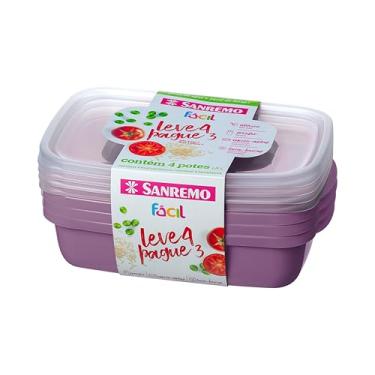 Imagem de Sanremo - Pote Plástico Hermético Retangular de 1,8 Litros, Conjunto Leve 4 Pague 3, Linha Fácil