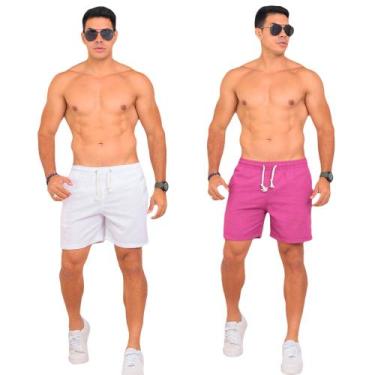Imagem de Kit 2 Shorts Masculino Casual Linho Liso Confortável Leve - Obstinate,