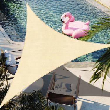Imagem de SHADESPEARE Toldo De Proteção Solar Triangular Reto Bege 12' X 17', Tecido Durável, Com Bloqueio Uv, Fazemos Pedidos Personalizados