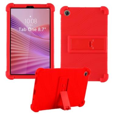 Imagem de HminSen Capa para tablet Lenovo Tab One de 8,7 polegadas 2025 (TB305FU), capa ajustável de silicone macio para crianças para tablet Lenovo Tab K9 de 22 cm (vermelho)