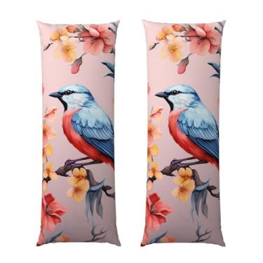 Imagem de Capa de travesseiro corporal com zíper oculto, fronha longa de microfibra macia e respirável para travesseiro corporal, capas de travesseiro de pássaros de flores para dormir, presente de cama, capa