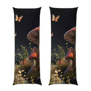 Imagem de Capa de travesseiro corporal com zíper oculto, fronha longa de microfibra macia e respirável para travesseiro corporal, capas de travesseiro de cogumelos estilo conto de fadas para dormir, presente de
