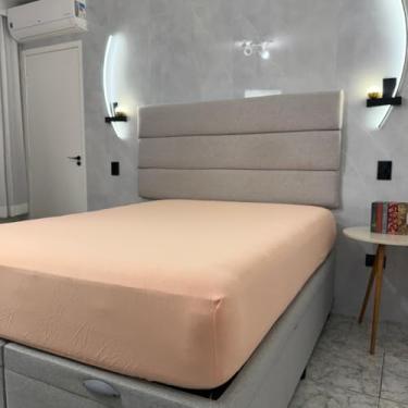 Imagem de Lençol Colchão Malha 100% Algodão C/Elástico - 120 Gramatura Cama Solteiro (Salmão)