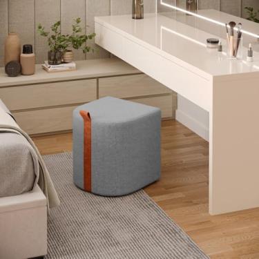 Imagem de Puff Banqueta Banco Para Penteadeira Quarto Sala Closet Tecido Bloucle Premium. CINZA 1uni