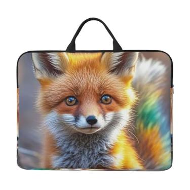 Imagem de Capa protetora para notebook Fox de 35.6 cm, à prova de choque, bolsa de viagem para laptop com alça à prova d'água para computador, maleta para homens e mulheres