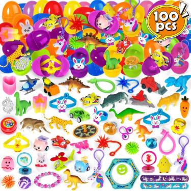 Imagem de Ovos de Páscoa pré-preenchidos ShyLizard 100 unidades com brinquedos para crianças