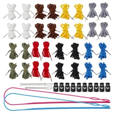 Imagem de SUPERFINDINGS 48 conjuntos de cordões de cordão com fechaduras de cordão kit de cordões com 4 estilos fáceis de substituição para cordões de substituição para calças esportivas moletons com capuz, 1,3