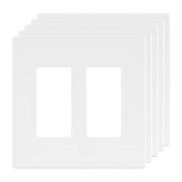 Imagem de LIDER Capa de interruptor decorador duplo com acabamento fosco, placa de parede sem parafusos, tamanho médio 2 gangs 12,4 cm x 12,5 cm, termoplástico de policarbonato inquebrável, listado na UL, LSWP