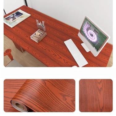 Imagem de Papel de parede autoadesivo de PVC de grão de madeira engrossada impermeável e anti-incrustante guarda-roupa porta de armário adesivo de renovação de móveis - sândalo de pera - 40 * 950 cm