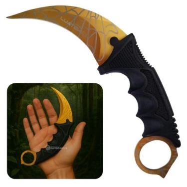Imagem de Faca Karambit Tática Lâmina Curva Inox 9cm com Capinha e Quebra-Vidro 