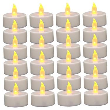 Imagem de Velas de LED, 24 peças, cintilantes, sem chama, luzes de chá de longa duração, operadas por bateria, realistas, brilhantes, reutilizáveis, velas falsas para Halloween, Natal, casamento.