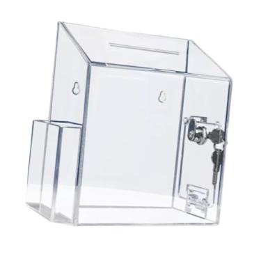 Imagem de Generic Caixa de sugestões para votação transparente com fenda multiuso portátil com trava caixa de doações para recepção de caridade empresarial