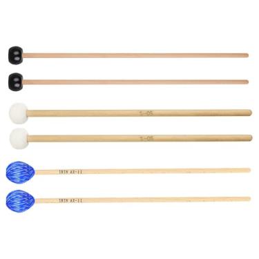 Imagem de KiBcsLic 6 peças de baquetas de percussão, baquetas de bateria, multifuncionais, leves com cabo de madeira para exercícios de marimba