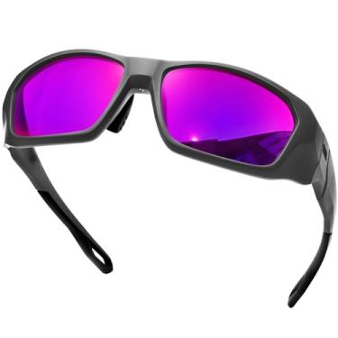 Imagem de KANASTAL Roxo Óculos de Sol Masculino Esportivos Polarizado Espelhado Oculos Prateado Ciclismo Envolventes Feminino UV400 Retangular Clássico Cycling Purple Sunglasses -Lente Púrpura Armação Prata