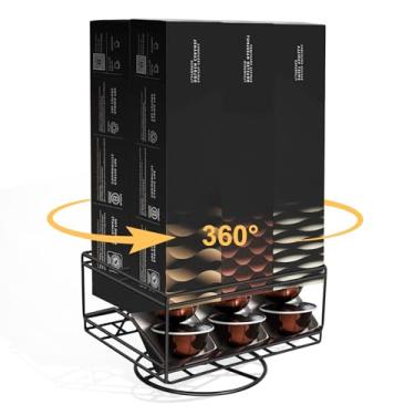 Imagem de JAYOBGO Suporte Para Cápsulas De Café Nespresso Vertuo, Pacote Com Sabor Barista 7,8 Oz, Organizador Giratório Nespresso, Comporta 6 Caixas (Apenas A Prateleira)