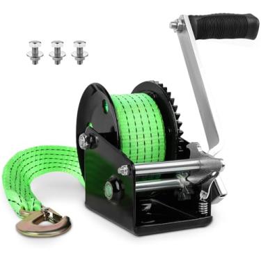 Imagem de Zostera Guincho manual de reboque de barco de 544 kg, com alça de 10 metros, com alça de instalação rápida, engrenagem catraca 4: 1, guincho de reboque com gancho resistente, guincho de manivela para