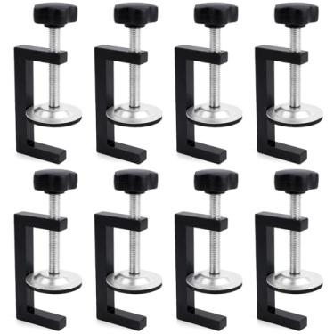 Imagem de Milkary 8 peças de braçadeiras C para marcenaria, braçadeira G ajustável pequena para serviço pesado, braçadeiras de gabinete, clipes de moldura frontal com mandíbula larga estável preto para fixação
